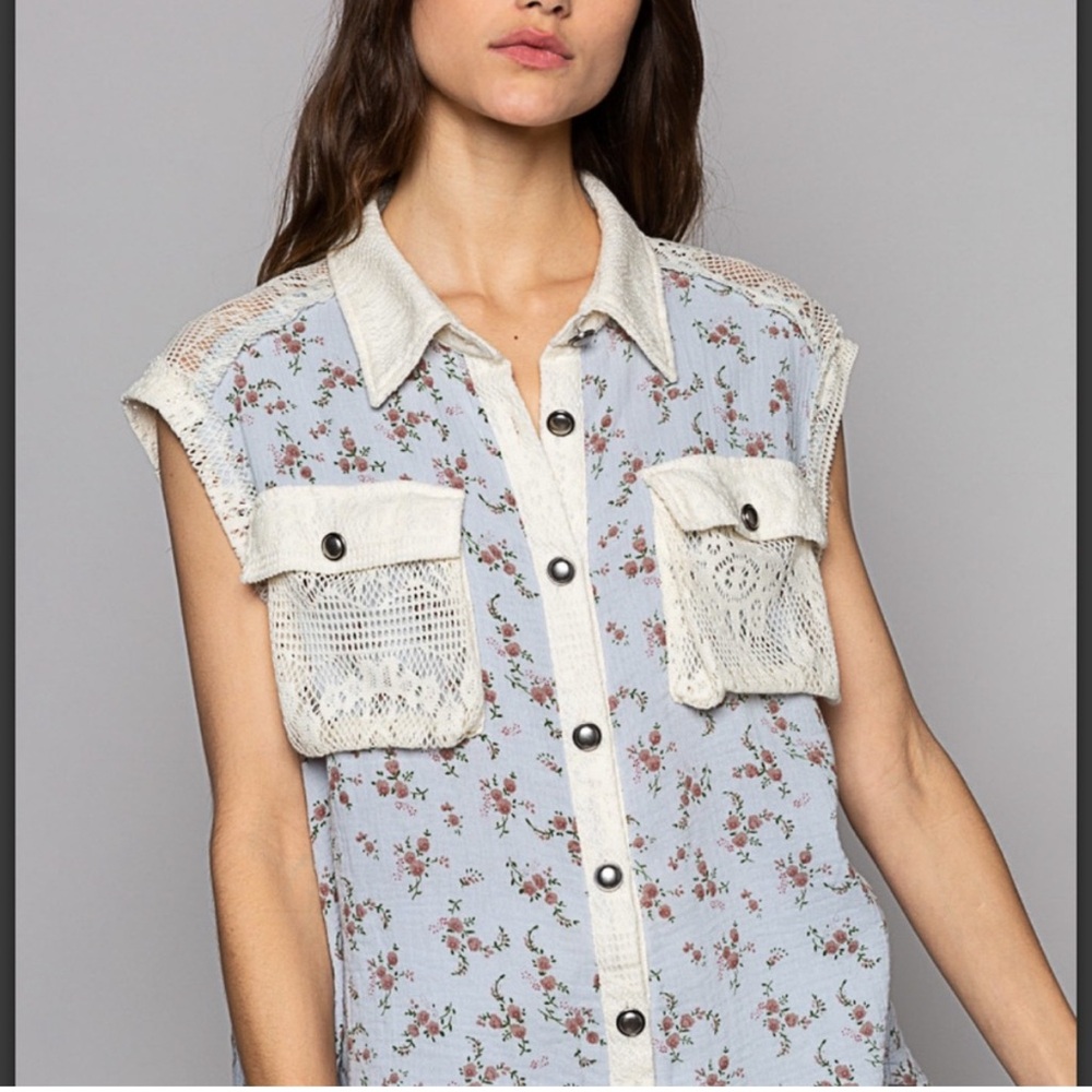 POL floral lace shirt